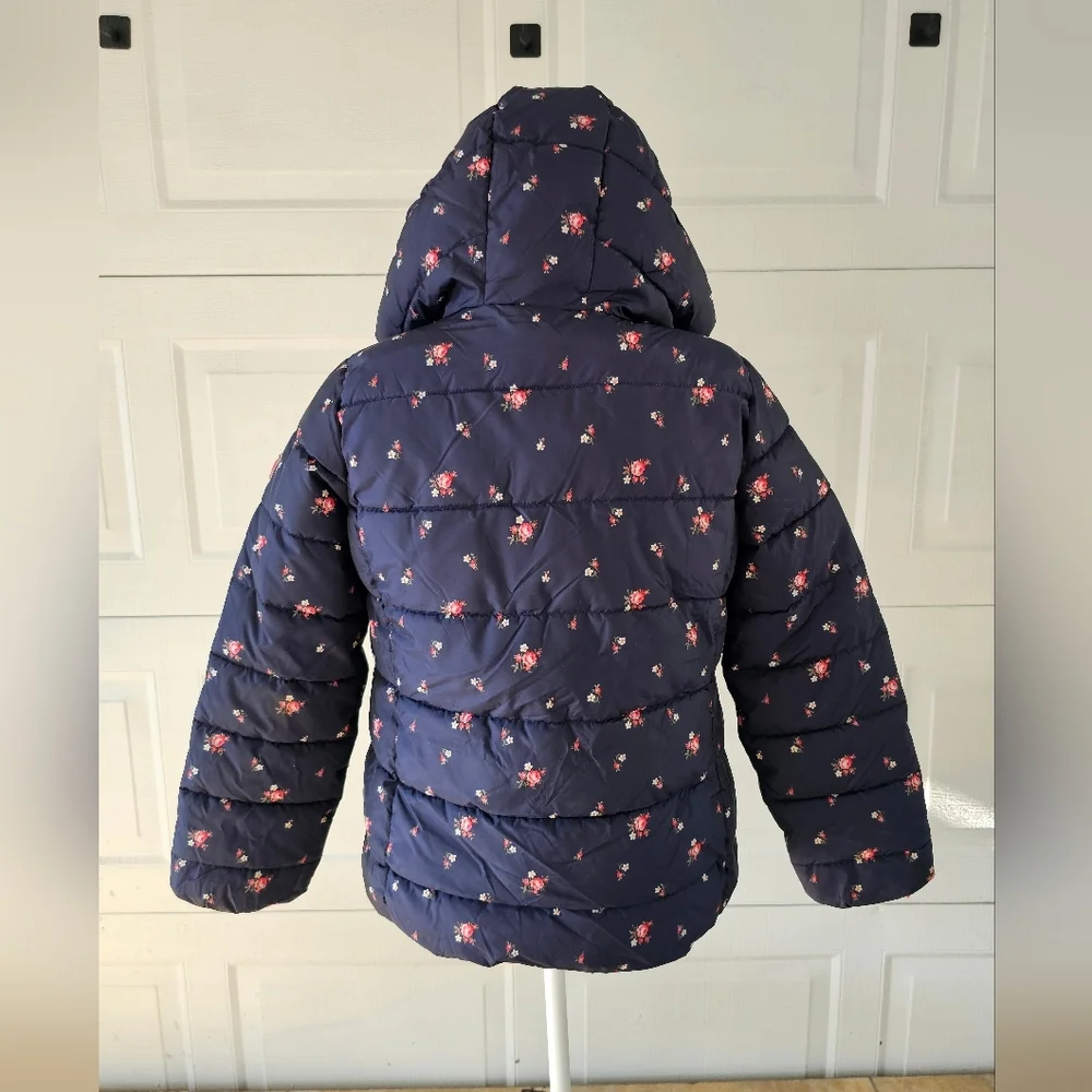 GAP Kids XL Floral Puffer Jacket Hooded Sherpa Lined Winter Coat Cottagecore - Picture 5 of 9